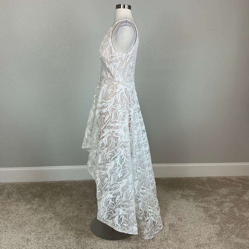 XSCAPE Lace High Low Sleeveless Evening Gown White and Pink Size 6 Formal Dress - Picture 7 of 13